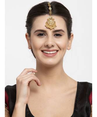 Blue stone antique gold Alloy  Maang tikka 2