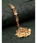 Green stone antique gold Alloy  Maang tikka