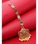 Grey stone antique gold Alloy  Maang tikka