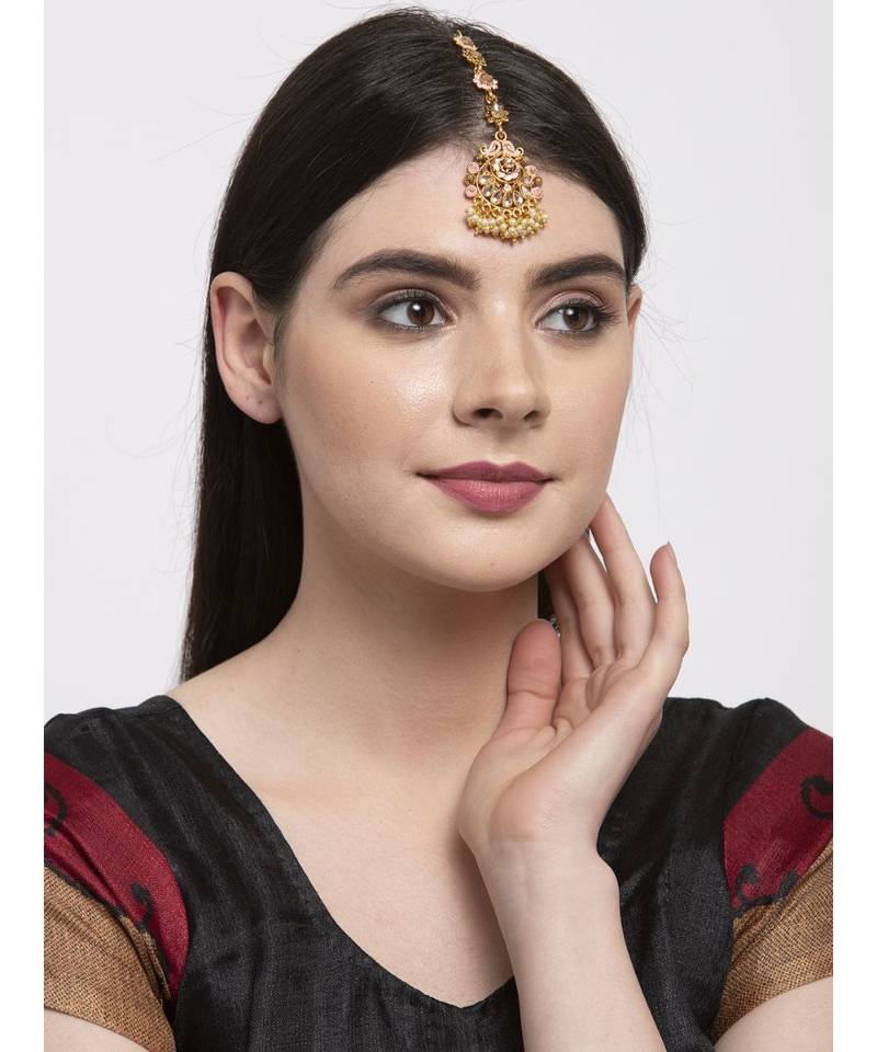 Grey stone antique gold Alloy  Maang tikka