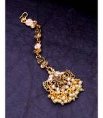 Pink stone antique gold Alloy  Maang tikka