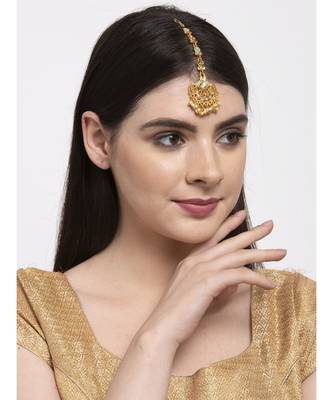 Blue stone antique gold Alloy  Maang tikka 2