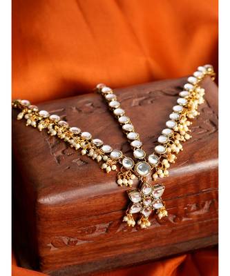 Gold kundan antique gold Alloy  Maang tikka 1