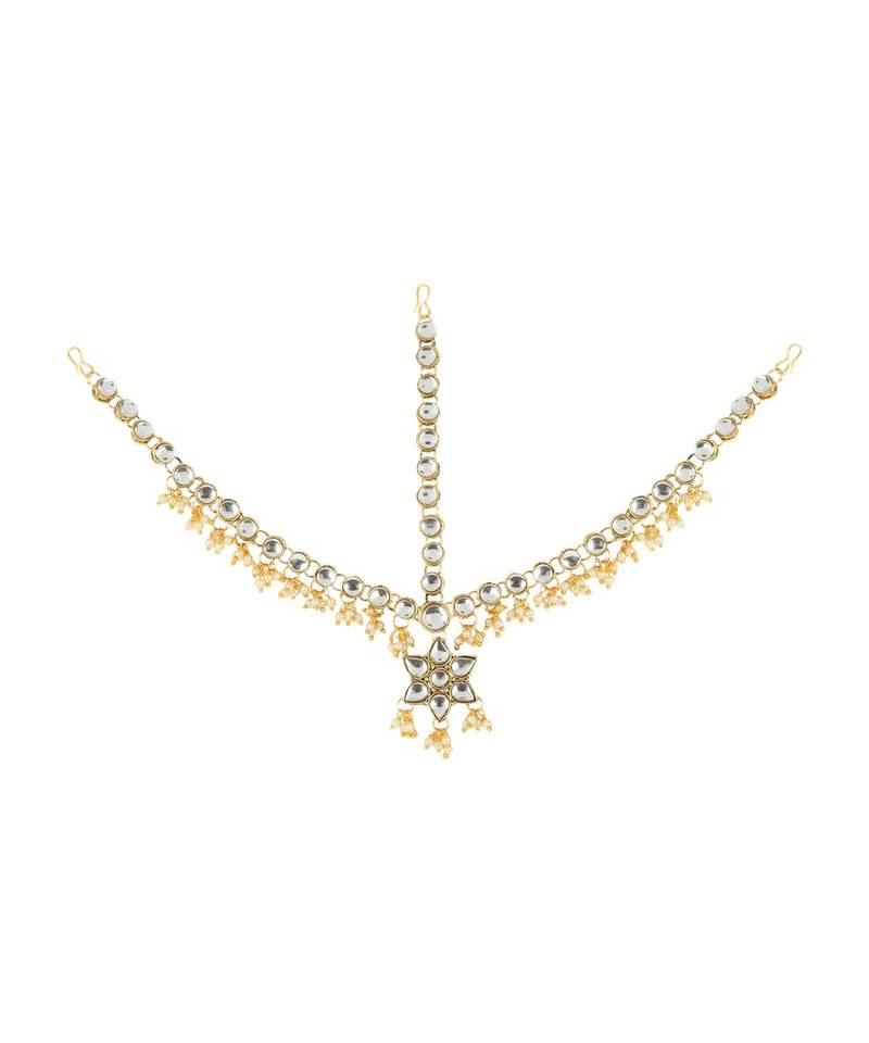 Gold kundan antique gold Alloy  Maang tikka