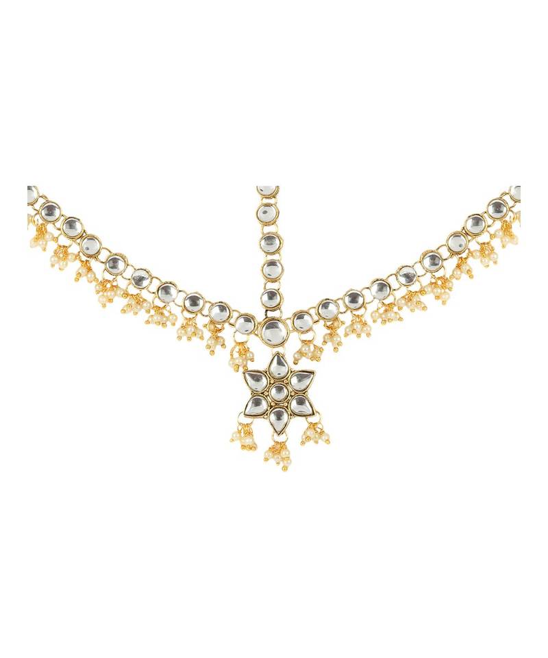 Gold kundan antique gold Alloy  Maang tikka