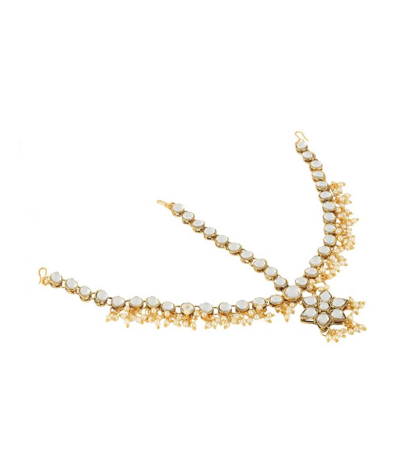 Gold kundan antique gold Alloy  Maang tikka