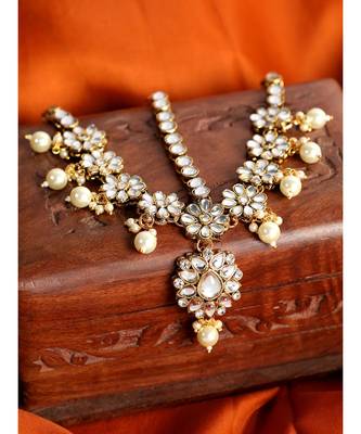 Gold kundan antique gold Alloy  Maang tikka 1