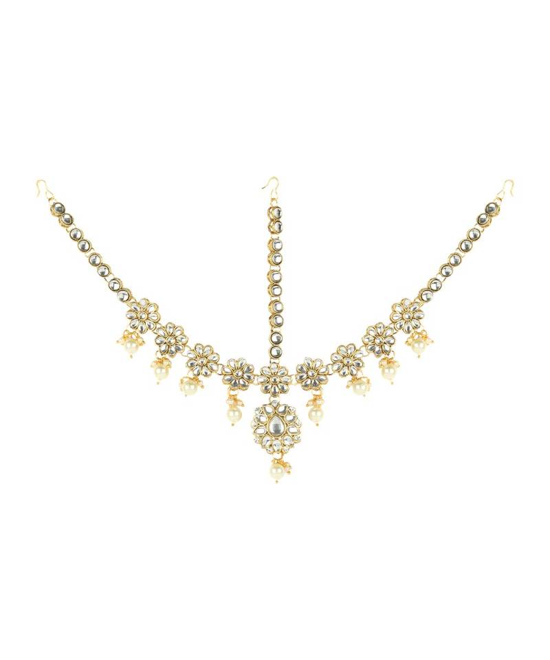 Gold kundan antique gold Alloy  Maang tikka