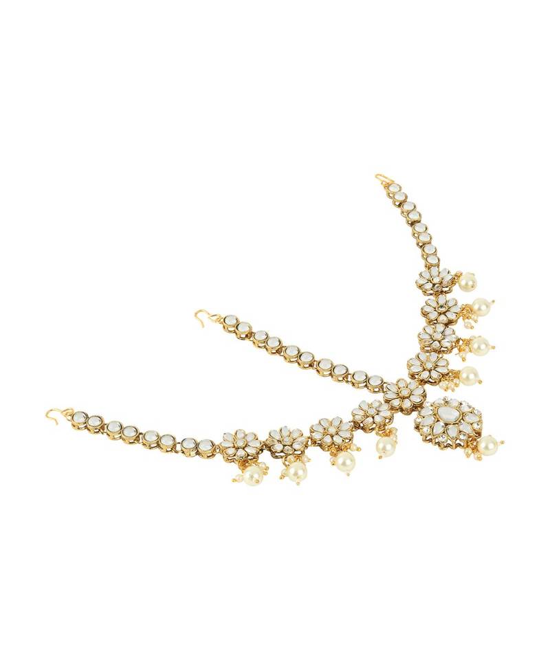 Gold kundan antique gold Alloy  Maang tikka