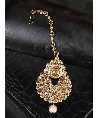 Gold stone antique gold Alloy  Maang tikka 1