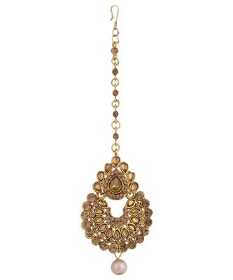Gold stone antique gold Alloy  Maang tikka 2
