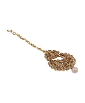 Gold stone antique gold Alloy  Maang tikka 3