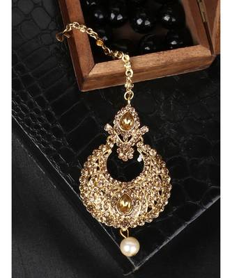 Gold stone antique gold Alloy  Maang tikka 1