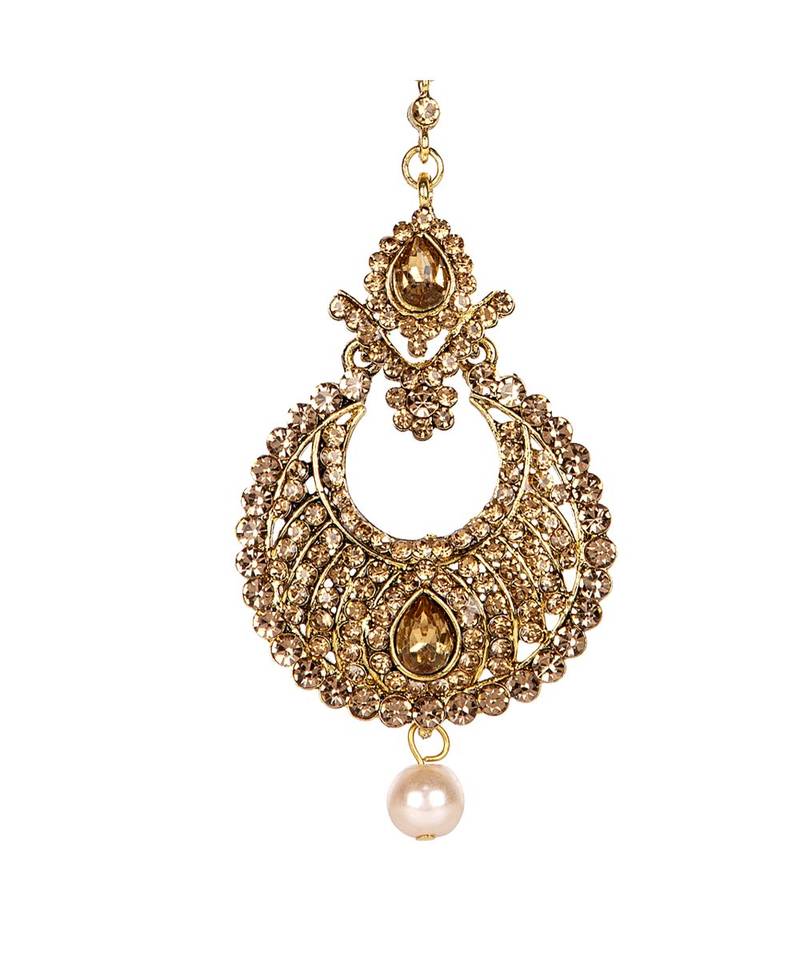 Gold stone antique gold Alloy  Maang tikka