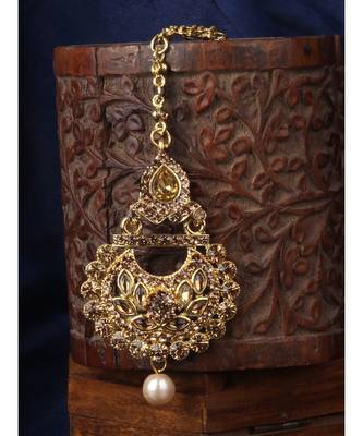 Gold stone antique gold Alloy  Maang tikka 1