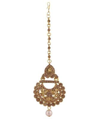 Gold stone antique gold Alloy  Maang tikka 2