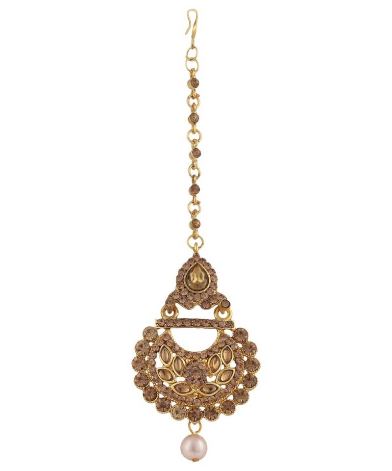 Gold stone antique gold Alloy  Maang tikka