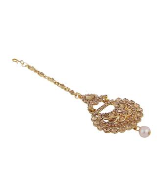 Gold stone antique gold Alloy  Maang tikka 3