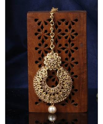 Gold stone antique gold Alloy  Maang tikka 1