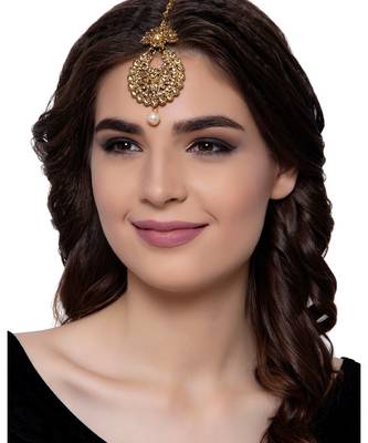 Gold stone antique gold Alloy  Maang tikka 1