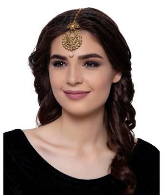 Gold stone antique gold Alloy  Maang tikka 5