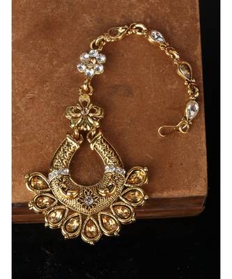 Gold stone antique gold Alloy  Maang tikka 1