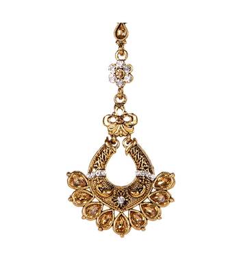 Gold stone antique gold Alloy  Maang tikka 3