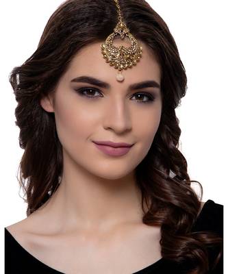 Gold stone antique gold Alloy  Maang tikka 1