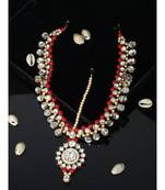 Red kundan antique gold Alloy  Maang tikka