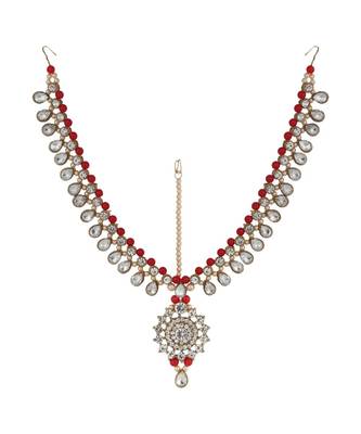 Red kundan antique gold Alloy  Maang tikka 2