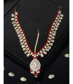 Red kundan antique gold Alloy  Maang tikka