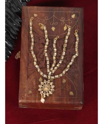 Gold kundan antique gold Alloy  Maang tikka 1