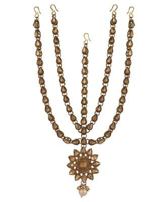 Gold kundan antique gold Alloy  Maang tikka 2