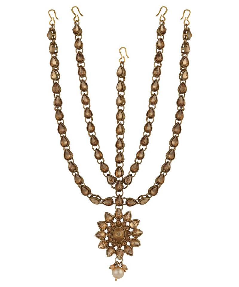 Gold kundan antique gold Alloy  Maang tikka