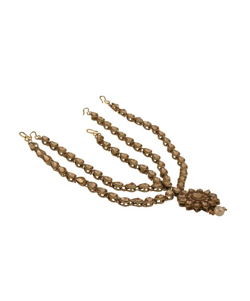 Gold kundan antique gold Alloy  Maang tikka