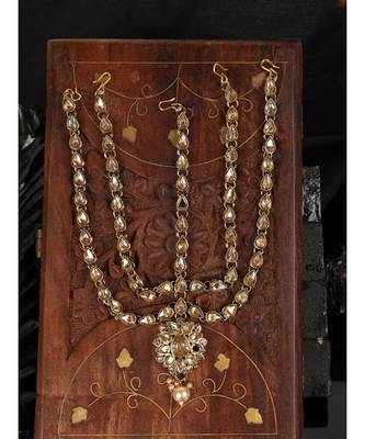Gold kundan antique gold Alloy  Maang tikka 1