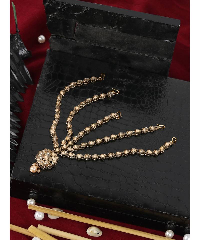 Gold kundan antique gold Alloy  Maang tikka