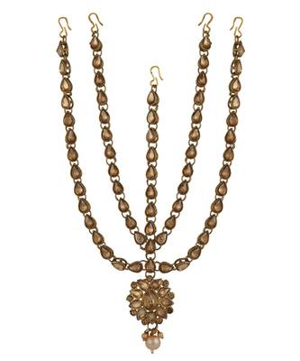 Gold kundan antique gold Alloy  Maang tikka 3