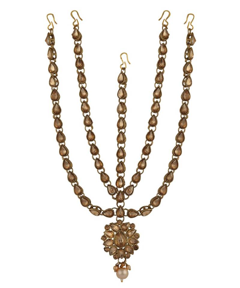 Gold kundan antique gold Alloy  Maang tikka