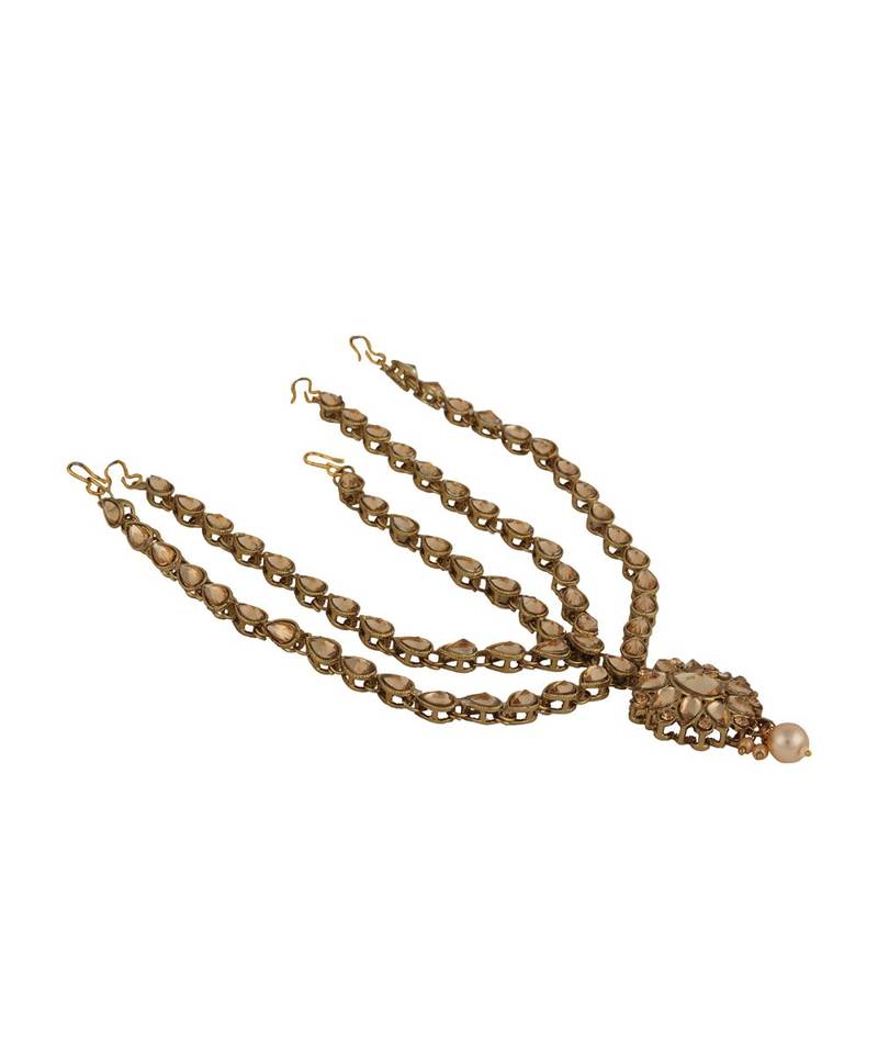 Gold kundan antique gold Alloy  Maang tikka