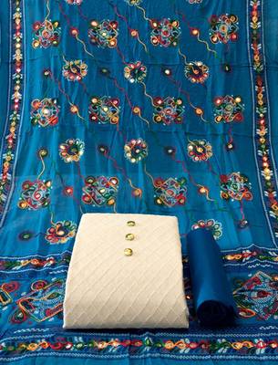  VredeVogel Sky blue Chikankari  Unstiched Dress Material 1