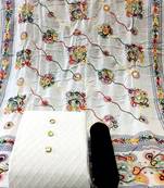  VredeVogel White Chikankari  Unstiched Dress Material