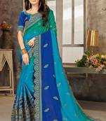 Multicolor embroidered chiffon saree with blouse