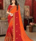 Multicolor embroidered chiffon saree with blouse
