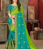 Multicolor embroidered chiffon saree with blouse