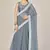 Grey plain net saree with blouse