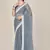 Grey plain net saree with blouse