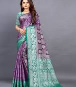 Purple woven art silksaree with blouse