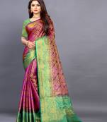 Purple woven art silksaree with blouse