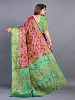 Purple woven art silksaree with blouse 4